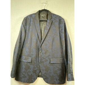 INC International Concepts XL Slim Fit Blue Black Floral Jacquard Blazer Jacket